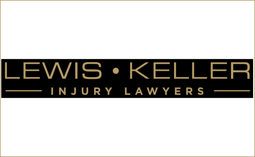Lewis Keller Injury Lawyers logo: gold lettering on a black banner with a gold dot separating names.