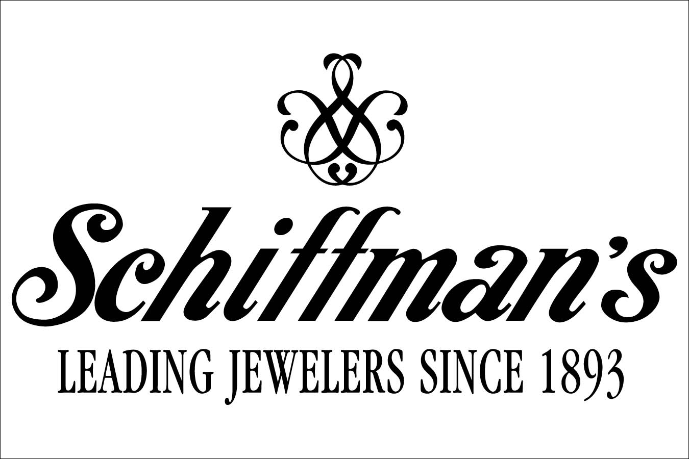 Schiftman’s logo: ornate black script spelling, with the phrase 'Leading Jewelers Since 1893' below on a white background, crown-like emblem above.